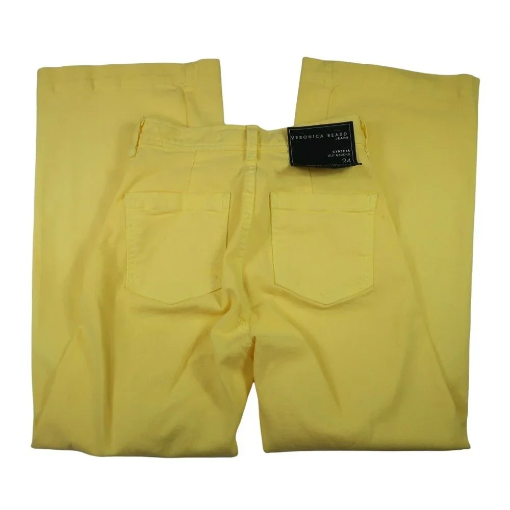 Veronica Beard NWT Cynthia Yellow Jeans Gaucho Flare Pants 24 - Picture 5 of 5